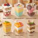 WERTIOO 50 Pack 5 oz Clear Plastic Dessert Cups with Lids and Spoons - Disposable Parfait Bowls for Yogurt, Pudding,or Wedding Favors,Birthday Parties,Valentine's Day(50 Cups,50 Lids,50 Spoons)