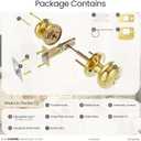 HOSOM Polished Brass Door Knob Privacy Door Knob with Lock, Interior Door Knobs for Bedroom and Bathroom, Keyless Doorknob with Round Ball, Gold Door Handle, 1 Pack