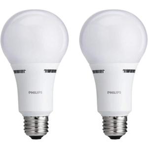 Philips LED 3-Way A21 Frosted Light Bulb: 1600-800-450-Lumen, 2700-Kelvin, 18-8-5-Watt, E26D Medium Screw Base, Warm White, 2-Pack