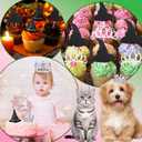 41 Pcs Witch Hat Silver Alloy Crown Cupcake Toppers Witches Themed Party Decorations Witch Hats and Crowns Cake Topper Set for Pink and Green Party Halloween Birthday Wedding Supplies Favors