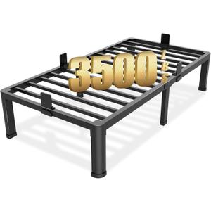 Yitong Angel 14 inch Twin Bed Frame with Round Corner Legs Mattress Slide Stopper,3500 lbs Heavy Duty Metal Platform,No Box Spring Needed,Steel Slat Support,Easy Assembly,Noise Free