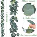 FUGZAUD 2 Pack Artificial Eucalyptus Garland Faux Silk Leaf Silver Dollar Eucalyptus Leaves Vines Handmade Garland Greenery Wedding Backdrop Indoor Outdoor Arch Wall Decoration