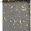 100 Moon Star Organza Jewelry Gift Pouch Candy Pouch Moon Drawstring Wedding Favor Bags AUG (5x7 inch, black)