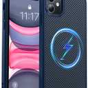 Magnetic for iPhone 11 Phone Case-Compatible with MagSafe-Carbon Fiber Texture-Slim Military Grade Drop Protection Phone Case for iPhone 11 6.1",Blue