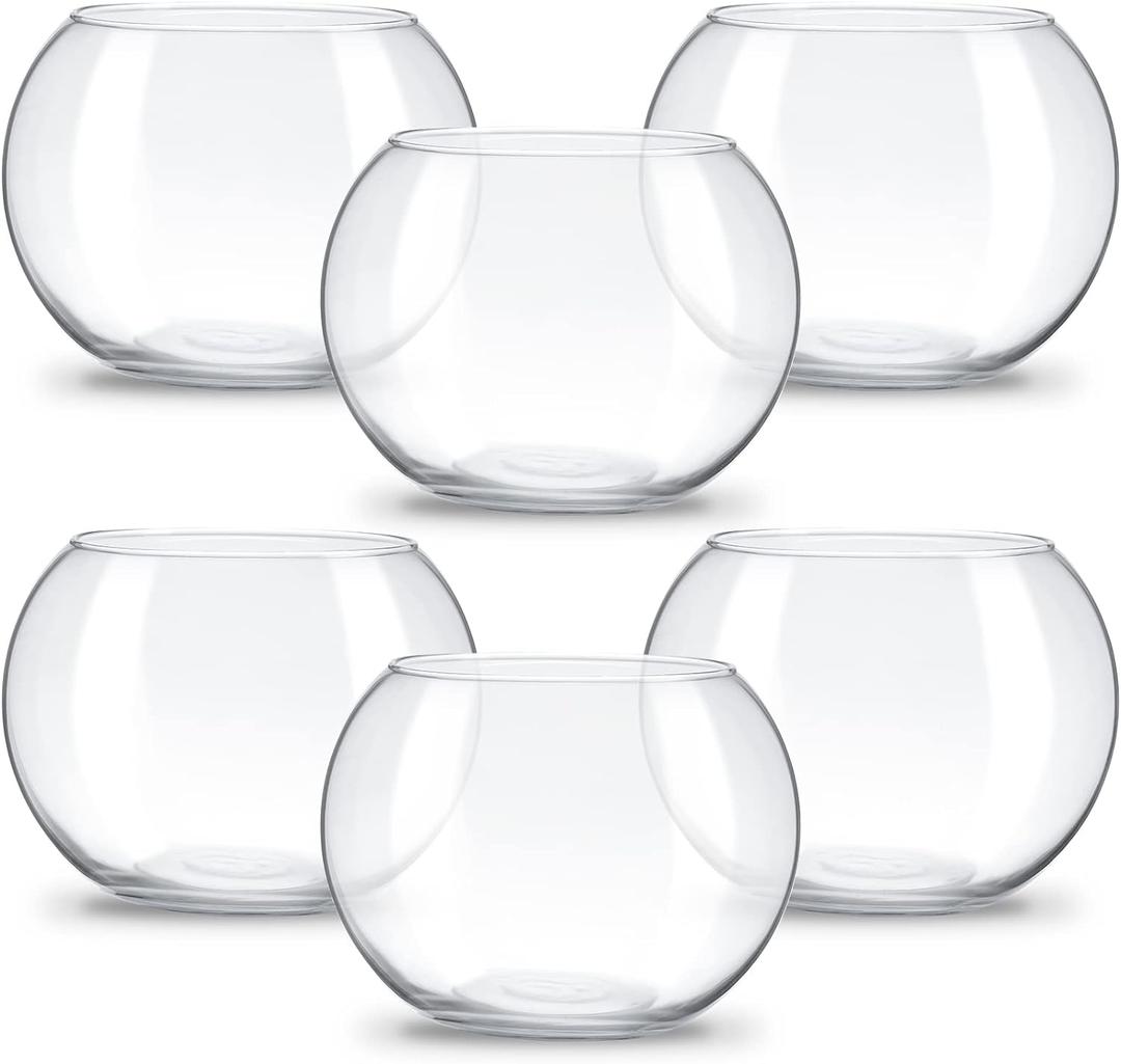 Clear Bowl Glass Vase Bubble Glass Round Vase Clear Bubble Planter Terrarium Fish Bowl Vase for Wedding Event Home Decor Flowers Fish(6 Pcs,4.5 x 3.7 x 5.9 Inch)