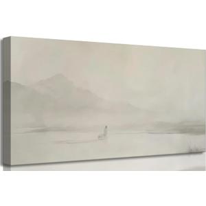 Jesus Leaves The 99 Sheep Canvas Wall Art Minimalist Beige Abstract Print Lost Sheep Wall Decor Picture Bible Stories artwork Christian Faith Painting for living room Home Church Decoration 40x20in