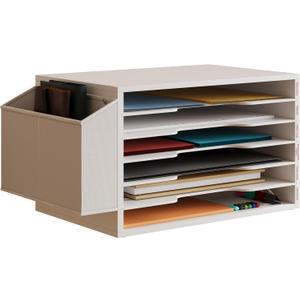 Unionly 12x18 Construction Paper Organizer,Large File Sorter for Office, White, Large 12"X18"