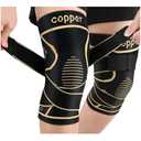 JHVW Copper Knee Brace for Women Men 2-Pack, Knee Compression Sleeve with Straps, Knee Braces for Knee Pain, Knee Support for Running Working XL