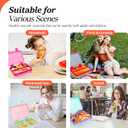 2 x QCQHDU Bento lunch Box for Kids-4 Compartment1300ml Heated Lunch Containers for AdultsSchool,Work,Picnics with Sauce Vontainers,Microwave & Dishwasher & Freezer Safe,BPA-Free(Castle) (Strawberry)