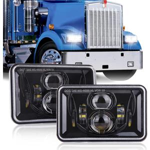 Z-OFFROAD 2pcs 60W 4x6 LED Headlights DOT Approved H4656 H4651 H4652 H4666 H6545 Sealed Beam Rectangular Headlamp for Freightliner KW Peterbilt Oldsmobile Cutlass Trucks - Black