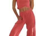 LAMISSCHE Womens Loungewear Set 2 Piece Outfits Sets Cropped Tops and Wide Leg Pants with Pockets Tracksuit (Medium, Orange)