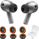 Best Memory Foam&Silicone Hybrid Ear Tips for Samsung Galaxy Buds3 Pro,Double Layer Anti-Slip,Ultra-Comfort,Better Noise Cancellation,Fit in The Charging Case,3 Pairs (Black Orange, S/M/L)