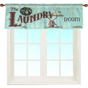 Laundry Room Window Curtain Valance Rod Pocket for Laundry Decorative 58 X 18 Inches