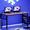 Need Office Computer Desk - 54.3L Sturdy and Heavy Duty Folding Laptop Table, Writing Table Home Office Desk, No Assembly Required Teak&Black