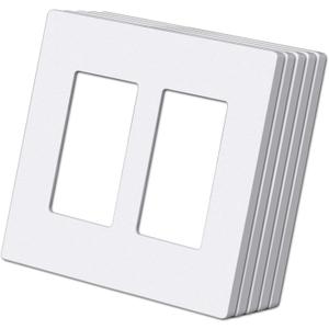 (5 Pack) BESTTEN USWP6 Matte Snow White Screwless Decorator Wall Plate, 2-Gang Outlet Cover, Decor Switch Face Plate, H4.69 x W4.73