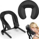Universal Adjustable Massage Table Face Cradle & Headrest, Memory Foam Face Pillow Cushion for 3-7 Inch Mattress, Massage Table Headrest for Eye Surgery Recovery, Salon SPA Massage Bed Black