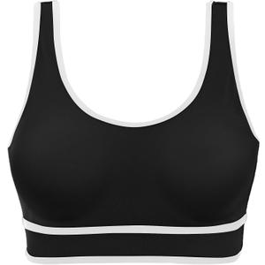 XUNYU Padded Sports Bras for Women Support Push Up Workout Tops Open Back Yoga Gym Bra U Back Crop Tank Top with Built in Bra, Black