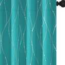 Deconovo Blackout Back Tab Curtains with Silver Wave Dots Pattern, Room Darkening, Heat Blocking, Energy Saving Drapes for Bedroom, Living Room, 2 Panels, Turquoise, 52W x 90L Inch