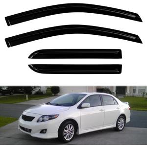 4PC Rain Guards for 2009-2013 Toyota Corolla Sedan Window Visors Deflectors Sun Shades Vent Tape On Out Channel