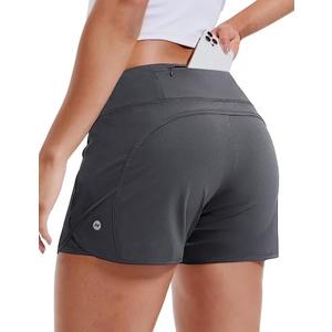 MIER Women's 2 in 1 Running Shorts Athletic High Waisted Workout Tennis Gym Shorts with Liner Zipper Pocket 3", medium