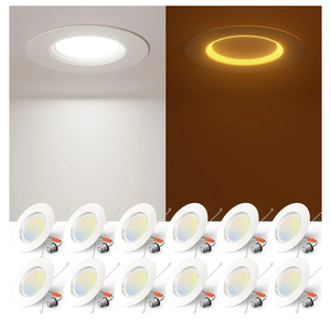 Amico 5/6 inch 5CCT LED Recessed Lighting 6 Pack, 12W=100W, 950LM Adjustable Can Lights, 2700K/3000K/4000K/5000K/6000K Selectable, Dimmable, IC & Damp Rated, Retrofit Installation  ETL & FCC