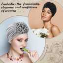 JenPen 4 Pcs Chemo Turban Headwear for Women Soft Cancer Cap Flower Turban Elastic Head Wrap for Cancer Patients Hair Loss