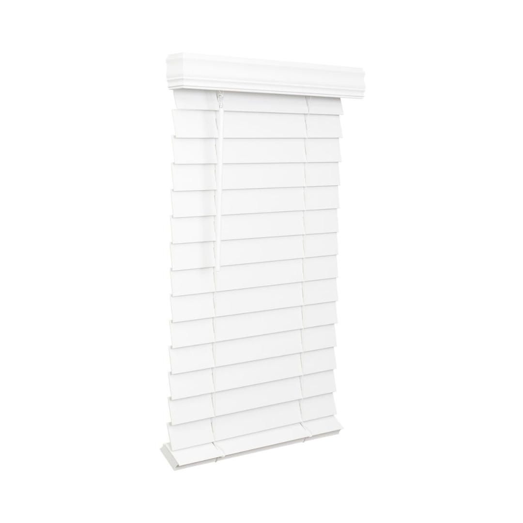 LOTUS & WINDOWARE 2.5-inch Cordless Faux Wood Blind, Plantation Style, 23" Wide x 48" Long, Smooth, Bright White – for Living Room, Bedroom, Interior Door Windows