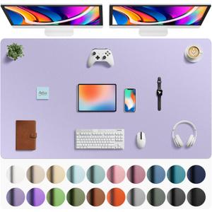 Aothia Faux Leather Desk Mat - Large Mouse Pad, Non-Slip PU Leather Blotter, Waterproof Writing Surface for Office and Home (Lavender, 63" x 24")