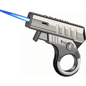 Torch Lighter - Windproof Blue Flame Refillable Butane Lighter with Adjustable Flame, Gift-Ready Box, Stress-Relief Features, Perfect for Outdoor Use & Special Occasions(Gas Not Include) (Black)