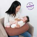 Boppy Nursing Pillow, Cotton Muslin Ergonomic Breastfeeding Support Pillow | Bottle & Breastfeeding Pillow, High Lift & Firm Support, Water-Resistant, Washable Cotton Muslin Cover - Chestnut