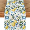 Artoid Mode Blue Lemon Iris Summer Table Runner, Seasonal Spring Kitchen Dining Table Decor for Home Party Decor 13x72 Inch