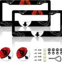 Anime License Plate FramesAnime Car Accessories for Women & MenCute License Plate HolderAluminum License Plate Frame Fits Standard US Vehicles Size 12.2 x 6 Inch (Black-2pcs)
