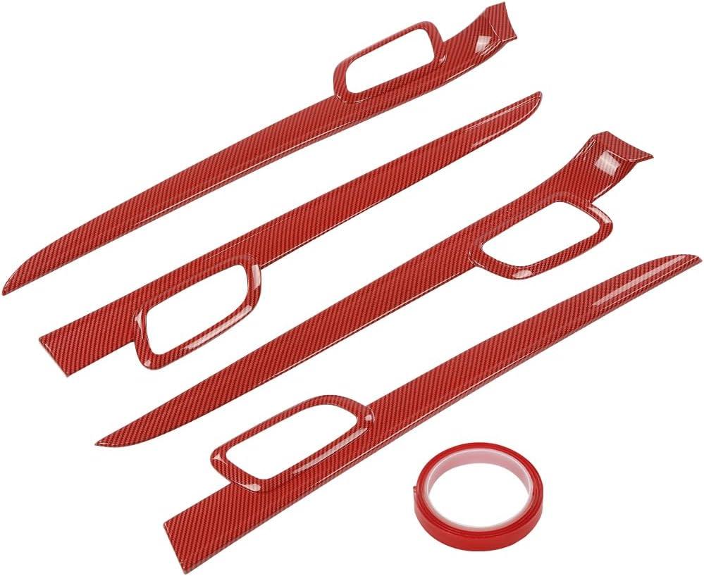LQI 4PCS Inner Door Handle Trim Cover Strip, Compatible with Jeep Grand Cherokee 2011-2021, Red Carbon Fiber LQI 4PCS Inner Door Handle Trim Cover Strip, Compatible with Jeep Grand Cherokee 2011-2021, Red Carbon Fiber