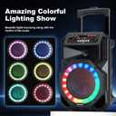 Karaoke Machine with 2 Wireless Microphones, Rolling Wheels, and Trolley 8800mAh Portable Bluetooth Speaker, PA System with Lights, Adjustable Bass/Treble/Echo for Parties, Indoor and Outdoor Use