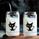 It's Fine I'm Fine Glass Cup Funny Sarcastic Cat Glass Coffee Cup With Lids And Straws 14oz,Cat Lover Gifts