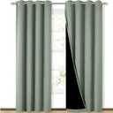 NICETOWN 100% Blackout Window Curtain Panels, Cold and Full Light Blocking Drapes with Black Liner for Nursery, 84 inches Drop Thermal Insulated Draperies (Greyish Green, 2 Pieces, 52" Wide per Panel)