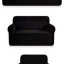 Fancy Linen 3pc Slipcover Set Furniture Cover -Spandex- Set Includes Sofa and Love-Seat and Chair Solid Black New