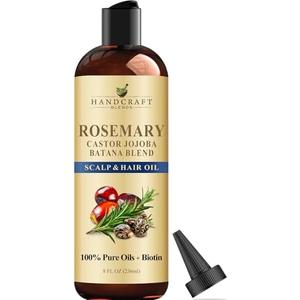 Handcraft Blends Rosemary Oil for Hair 8 Fl Oz | Nourishing Hair Oil | 100% Pure and Natural | Rosemary, Castor, Jojoba, and Batana Oils & Biotin | Carrier Oil