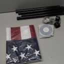 5 FT Flag Pole Kit with Solar Light and 3x5 FT Embroidered American Flag, Stainless Steel Flagpole Kit for Outside House, Residential or Commercial (1 Pack, Black, Without Bracket)