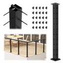36" Black Cable Railing Corner Post Surface Mount T-Drilled | 36"×2"×2" Stainless Steel Corner Post with Grommets, One-Post Corner Solution for Decks, Indoor & Outdoor Projects, RG33