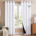 NICETOWN 100% Blackout Window Curtain Panels, Cold and Full Light Blocking Drapes with Black Liner for Nursery, 84 inches Drop Thermal Insulated Draperies (White, 2 Pieces, 52 Wide Each Panel)