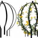 2 PCS Metal Garden Round Trellis for Climbing Plants, Large Black Powder Coated Obelisk for Roses, Vines, Flowers, Patio Doorway Garden Decor Indoor Outdoor, Easy Assembly (18.5" x 15'')