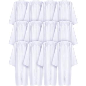 Toulite 12 Pcs Unisex Matte Choir Robes for Church Water Baptism Graduation Gown White Pulpit Judge Angel Costume Adult (Size 48)