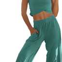 LAMISSCHE Womens Loungewear Set 2 Piece Outfits Sets Cropped Tops and Wide Leg Pants with Pockets Tracksuit