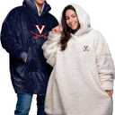 FOCO NCAA Unisex Reversible Oversized Sherpa Hoodie Sweatshirt Big Logo Hoodeez (Blue), One Size