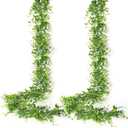 RECUTMS Artificial Vines Ivy Garland, 2Pcs 6Ft Fake Green Eucalyptus Leaves Greenery UV Resistant Faux Hanging Vine Plant Indoor Outdoor Home Garden Porches Wedding Party Arch Spring Summer Decor, Green