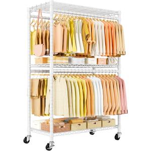ULIFHOME Rolling Clothes Rack, Clothing Racks for Hanging Clothes, White
