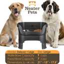 Neater Feeder Deluxe Mess-Proof Elevated Dog Bowls for Large Dogs (40+ lbs), 2 Height Adjustable (14.5 & 17.5) No-Spill Raised Dog Bowl Stand, Stainless Steel Food Bowl Set, Made in USA, Black
