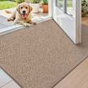 Color&Geometry Thin Indoor Entrance Mats for Home, 17"X29.5" Indoor Mats for Entryway Non Slip Rubber Backed, Dirt Trapper Door Rugs for Entryway Indoor Washable, Dark Khaki (Rolled-up NO Creases)