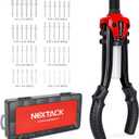 NEXTACK Rivet Gun Kit with 350 Blind Rivets, Heavy Duty Two-Handed 1/4 Pop Rivet Gun Set (NT300), 5 Nosepieces, Built-in Shaft Catcher for Van, Gutter & Automotive